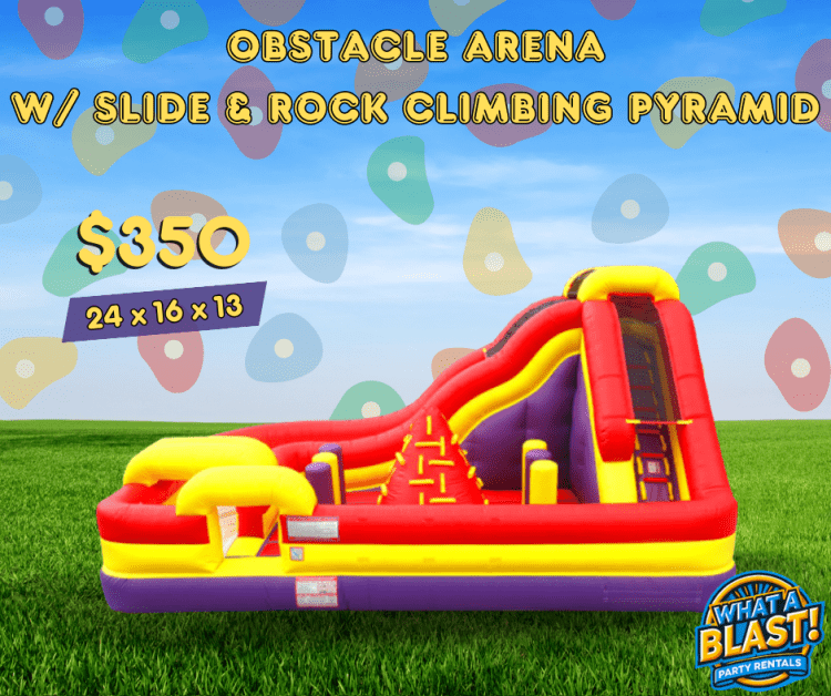 Obstacle Arena w/ Slide & Rock Climbing Pyramid