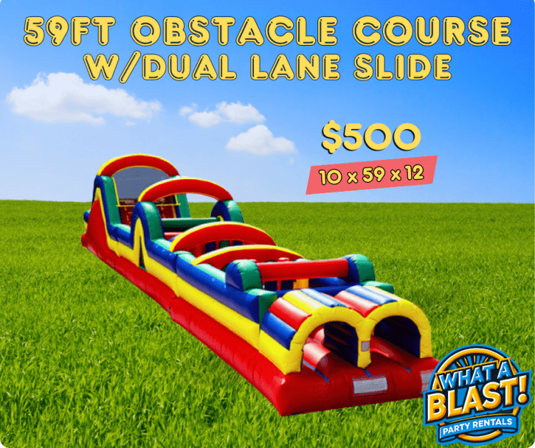 59 Foot Obstacle Course w/ Dual Lane Slide (Dry)